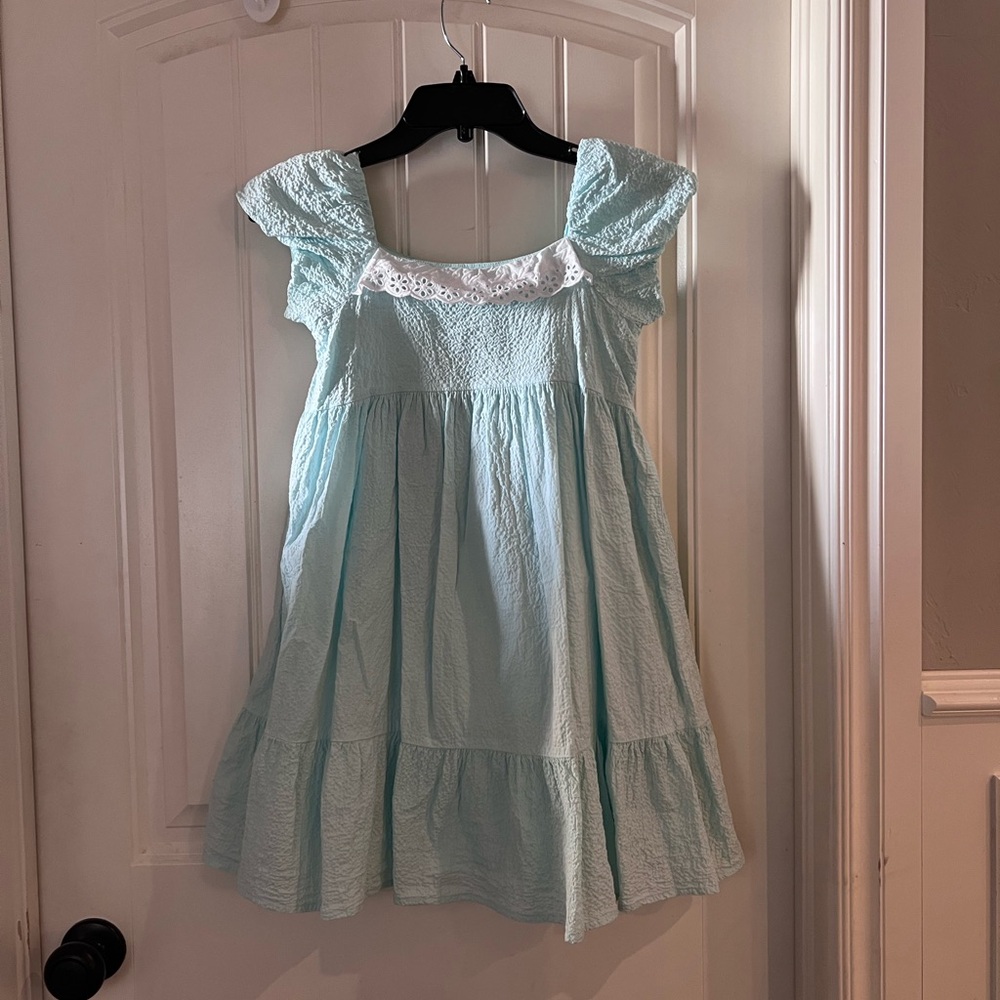 Janie and Jack Light Blue Lace Trim Dress